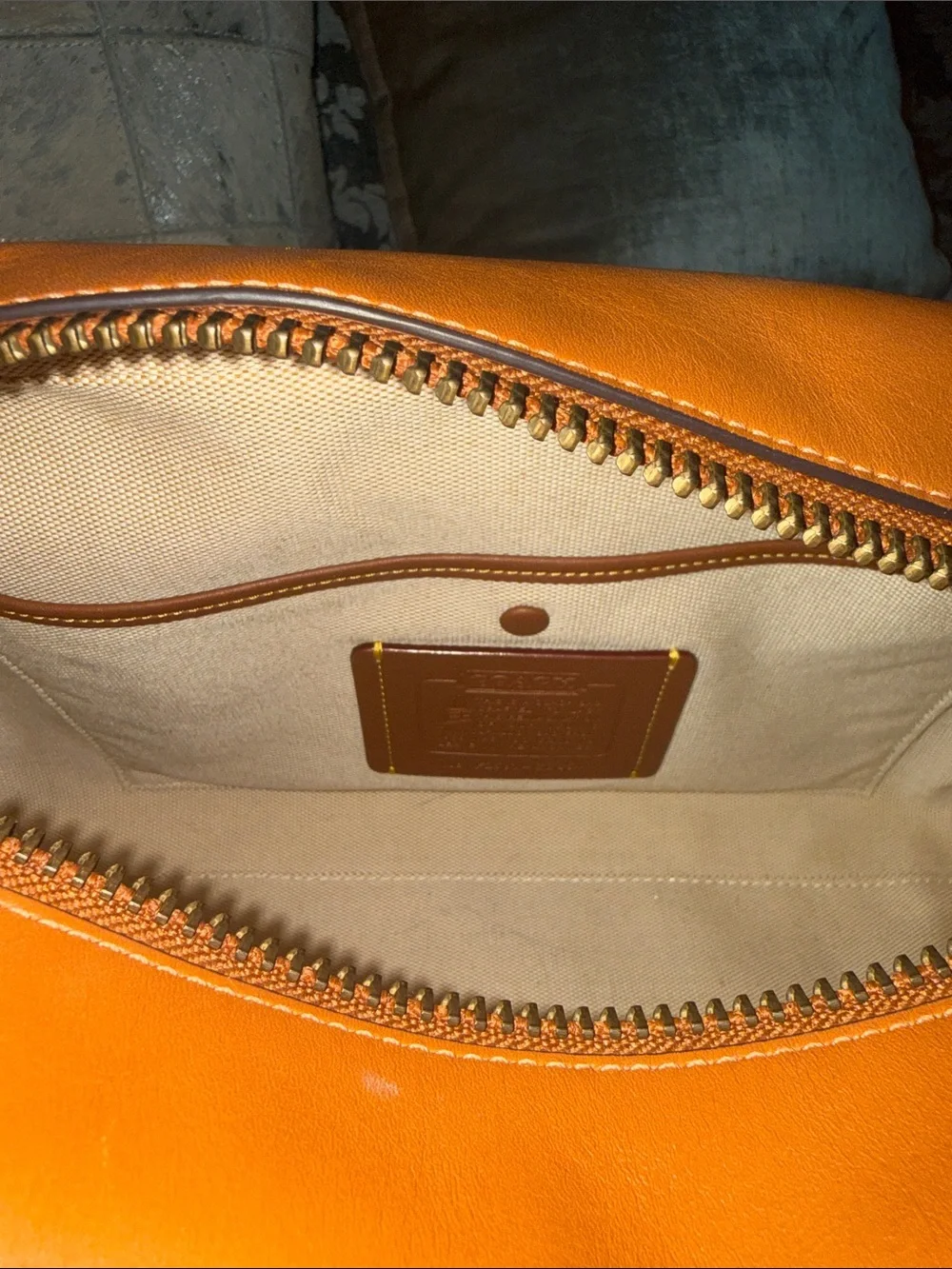 Coach Toffee leather Double-Pocket Satchel